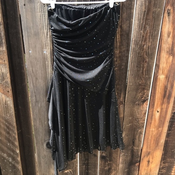 Strapless Sequin Dress Asymmetrical Hem - Picture 3 of 6